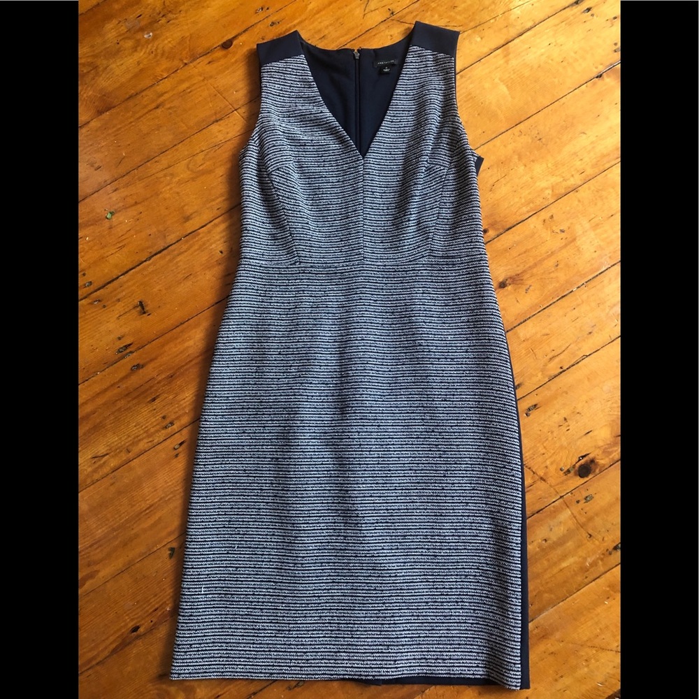 Ann Taylor Navy Two Tone Sleeveless Sheath Dress 2